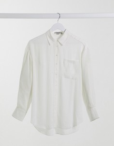 Белая атласная рубашка AllSaints Bernie-Белый