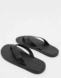 Черные кожаные шлепанцы ASOS DESIGN-Черный