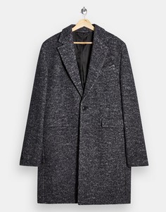 Черное пальто из букле Topman-Черный цвет