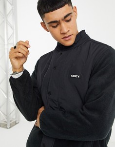 Черная куртка на кнопках с флисовыми вставками Obey Commando-Черный цвет
