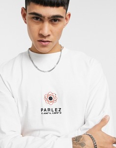 Белый лонгслив с вышитым атомом Parlez