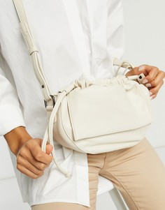 Кремово-белая сумка через плечо в форме полумесяца с оборками Claudia Canova-Белый