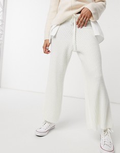 Белые трикотажные брюки в рубчик AX Paris-Белый