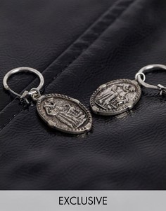 Серебряные серьги-подвески в виде монеток Reclaimed Vintage inspired-Серебряный