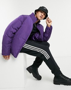 Фиолетовый нестеганый укороченный пуховик с высоким воротом ASOS DESIGN