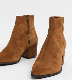 Светло-коричневые замшевые ботинки-челси для широкой стопы на каблуке с острым носком и светло-коричневой подошвой ASOS DESIGN-Коричневый