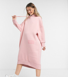 Розовое свободное платье миди с капюшоном COLLUSION-Розовый