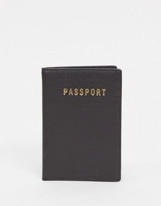 Темно-коричневая кожаная обложка для паспорта ASOS DESIGN-Коричневый