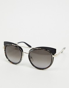 Серебристо-черные солнцезащитные очки-авиаторы Etro-Черный цвет