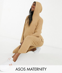 Бежевый спортивный костюм с oversized-худи и джоггерами ASOS DESIGN Maternity-Neutral