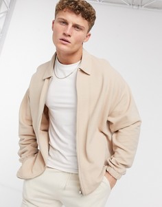 Oversized-куртка Харрингтон из трикотажа в рубчик ASOS DESIGN-Neutral