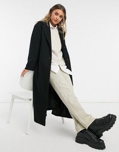 Черное классическое oversized-пальто с поясом Monki Hildur-Черный
