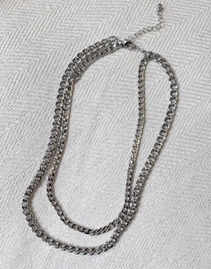 Серебристое ярусное ожерелье из цепочки с разными крупными звеньями ASOS DESIGN-Серебряный