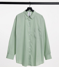 Оversized-рубашка в винтажном стиле фисташкового цвета COLLUSION Plus-Зеленый