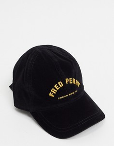 Черная вельветовая кепка с золотистым логотипом Fred Perry-Черный