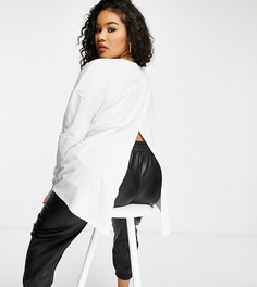 Белый лонгслив с разрезом на спине ASOS DESIGN Curve