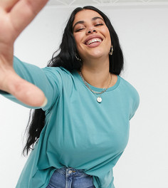 Бирюзовый лонгслив с разрезом на спине ASOS DESIGN Curve-Зеленый цвет
