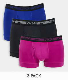 Набор из 3 пар боксеров-брифов из микрофибры в черном, темно-синем и розовом цветах Nike-Многоцветный