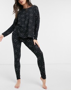 Мягкая пижама со звездным принтом New Look-Черный