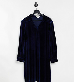 Цельнокройное платье мини с воротником в стиле 70-х Glamorous Curve-Голубой