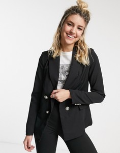 Черный двубортный пиджак New Look-Черный цвет