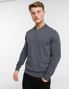 Серый джемпер с короткой молнией Burton Menswear