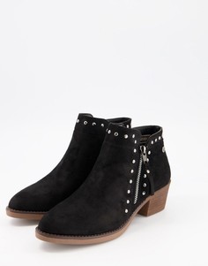 Черные ботильоны на каблуке XTI-Черный цвет