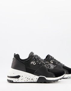 Черные беговые кроссовки на шнуровке с контрастной подошвой XTI-Черный цвет