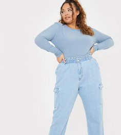 Голубые джинсы с карманами-карго In The Style Plus x Billie Faiers-Голубой