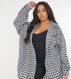 Черная oversized-рубашка в мелкую клетку Missguided Plus-Черный