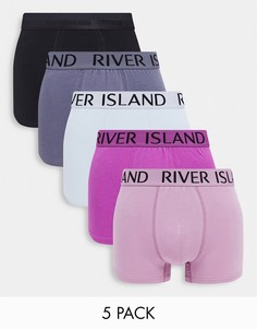 Набор из пяти боксеров-брифов фиолетового цвета River Island-Фиолетовый