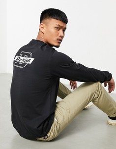 Черный лонгслив с принтом на спине Dickies D