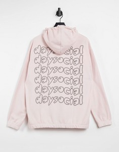 Худи в стиле oversized из плотного флиса с вышивкой на спине ASOS Daysocial-Розовый цвет