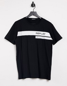 Черная футболка с круглым вырезом и логотипом Replay-Черный цвет