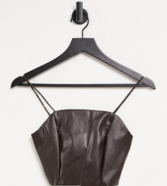 Коричневый кроп-топ из искусственной кожи от комплекта COLLUSION-Коричневый цвет