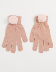 Розовые перчатки с помпоном SVNX-Розовый цвет