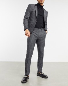 Зауженные брюки угольно-серого цвета с узором «гусиная лапка» Shelby & Sons-Серый