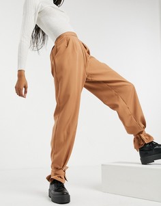 Бежевые укороченные брюки с завышенной талией NaaNaa-Neutral
