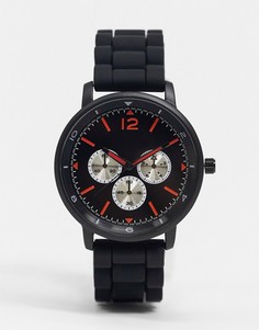 Черные мужские часы с силиконовым ремешком Topman-Черный цвет