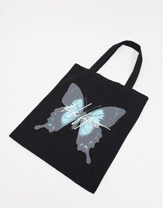 Черная сумка-тоут с принтом бабочки для тяжелых вещей ASOS Dark Future-Черный цвет