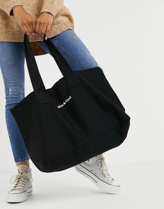 Черная парусиновая сумка-тоут с вышивкой "Nice & Cool" ASOS DESIGN-Черный цвет