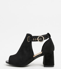 Черные ботинки с пряжками для широкой стопы Simply Be-Черный цвет