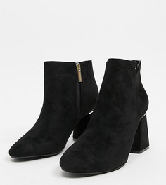 Черные сапоги на каблуке для широкой стопы Simply Be-Черный цвет