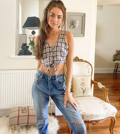 Узкие джинсы в винтажном стиле с завышенной талией ASOS DESIGN Petite-Синий