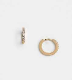 Позолоченные серьги-кольца с кристаллами Orelia-Золотистый