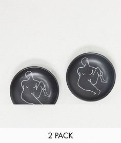 Набор из двух черных тарелок-подносов для украшений Monki Peg-Черный