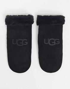Черные варежки из овчины с логотипом UGG-Черный