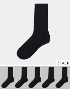 Комплект из пяти пар спортивных черных носков River Island-Черный