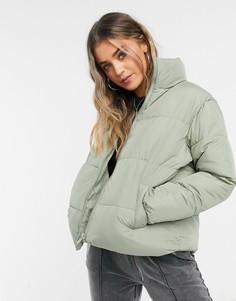 Шалфейно-зеленая свободная куртка-пуховик New Look-Зеленый цвет