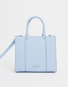 Голубая кожаная сумка-тоут с карманом Rebecca Minkoff-Голубой